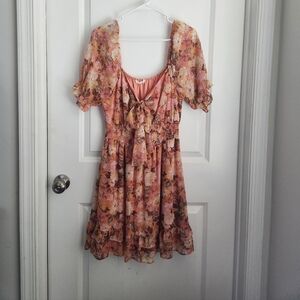 Lush Floral Pink Mini Dress